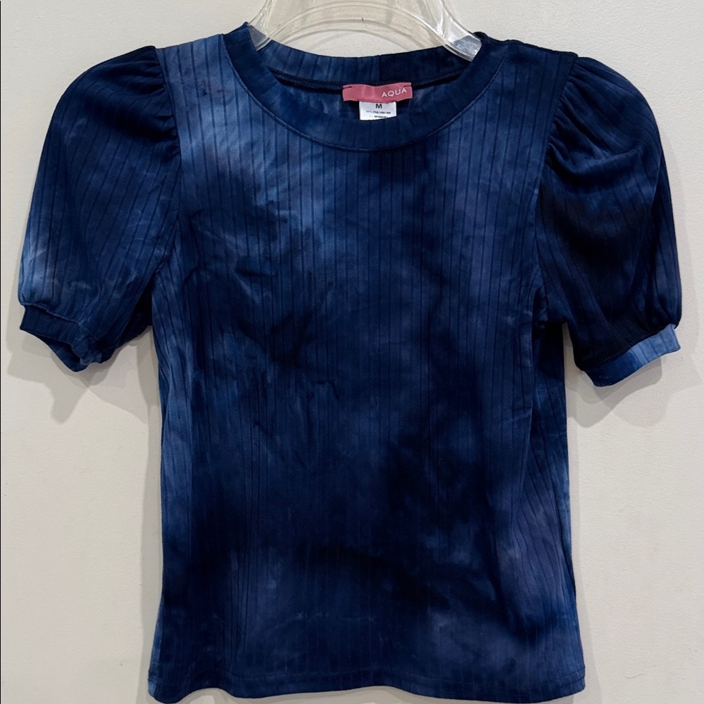 Aqua Girls Midnight Blue Puff Sleeve Blouse